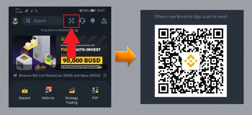 You can download the Binance application via QR code