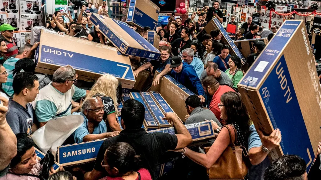 Black Friday in the US got its name due to the influx of shoppers