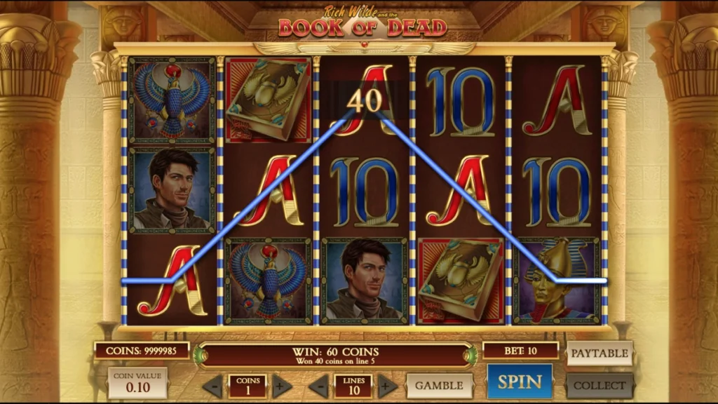 How to play slot Book of Dead winning line