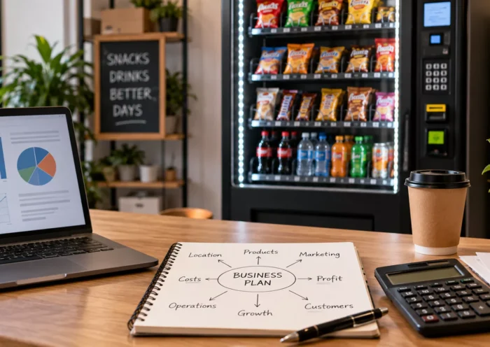 Vending machine business plan with startup costs and profit calculations for 2026