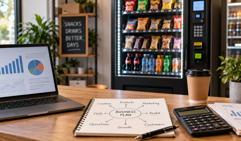 Vending machine business plan with startup costs and profit calculations for 2026